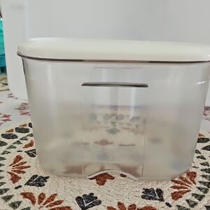 Tupperware Frosted White Plastic Food Storage Container with Ivory Lid